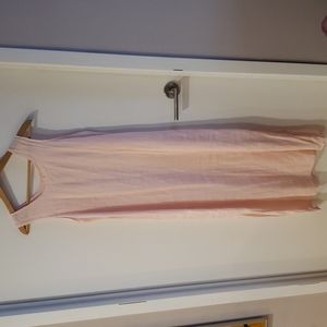 Vtg 90s FLAX maxi pink 100% linen dress Jeanne Engelhart sz S